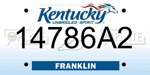 14786A2 Kentucky License Plate
