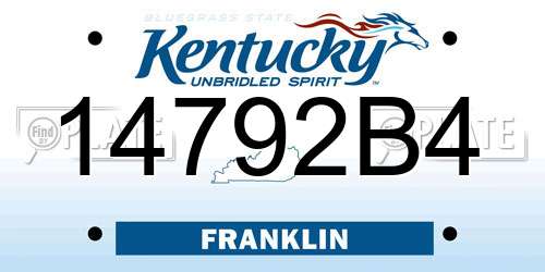 14792B4 Kentucky License Plate