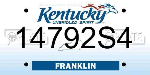 14792S4 Kentucky License Plate