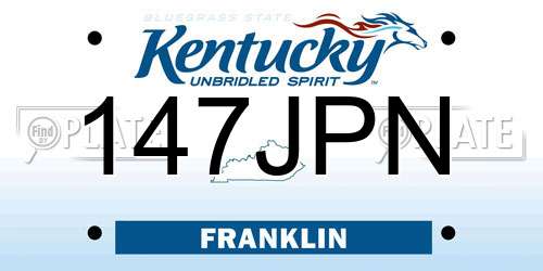 147JPN Kentucky License Plate