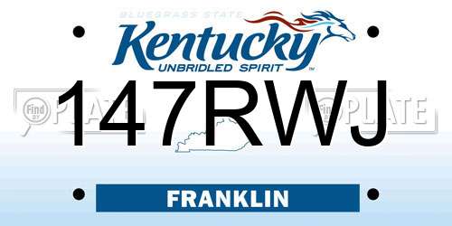 147RWJ Kentucky License Plate
