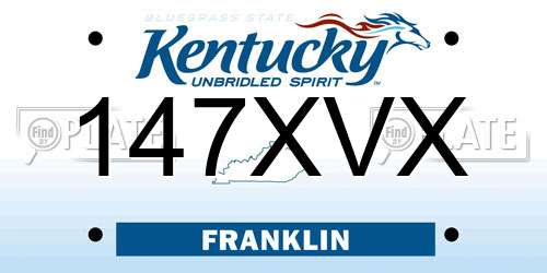 147XVX Kentucky License Plate