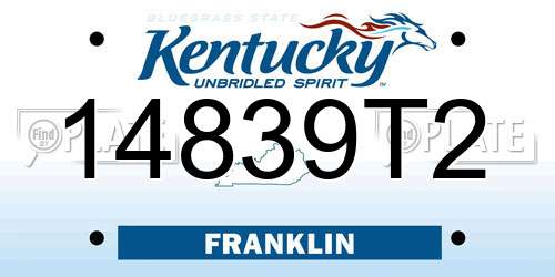 14839T2 Kentucky License Plate