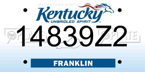14839Z2 Kentucky License Plate