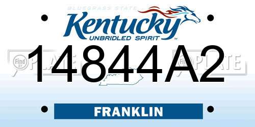 14844A2 Kentucky License Plate