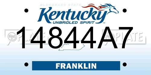 14844A7 Kentucky License Plate
