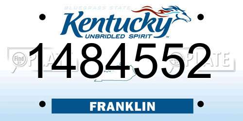 1484552 Kentucky License Plate