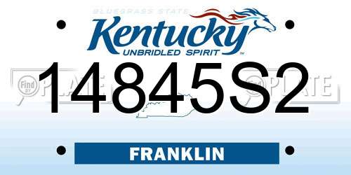 14845S2 Kentucky License Plate