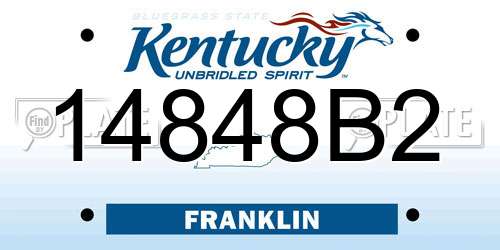 14848B2 Kentucky License Plate