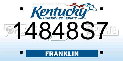 14848S7 Kentucky License Plate