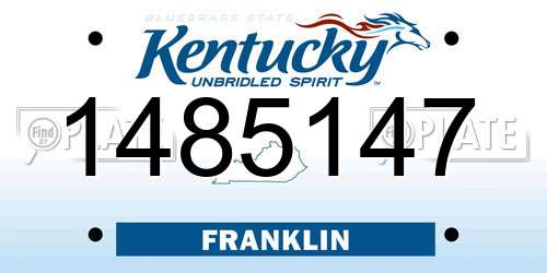 1485147 Kentucky License Plate
