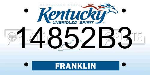 14852B3 Kentucky License Plate