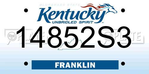 14852S3 Kentucky License Plate