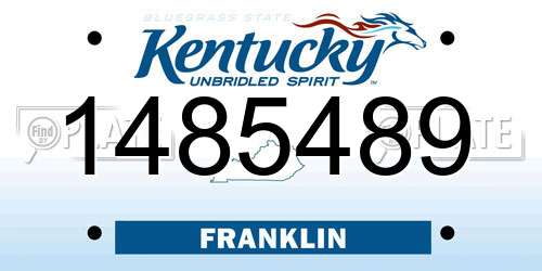 1485489 Kentucky License Plate