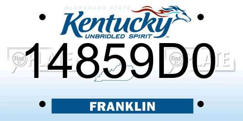 14859D0 Kentucky License Plate