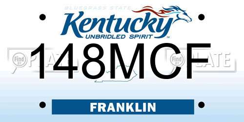 148MCF Kentucky License Plate