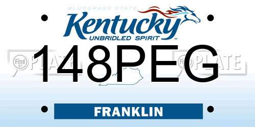 148PEG Kentucky License Plate