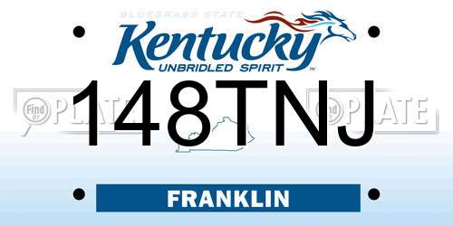 148TNJ Kentucky License Plate
