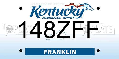 148ZFF Kentucky License Plate
