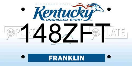 148ZFT Kentucky License Plate