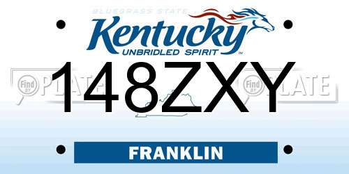 148ZXY Kentucky License Plate