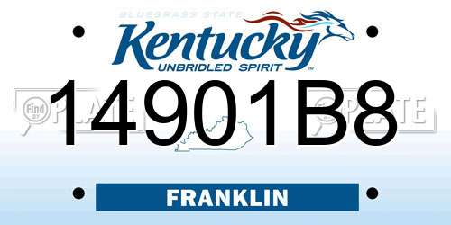 14901B8 Kentucky License Plate