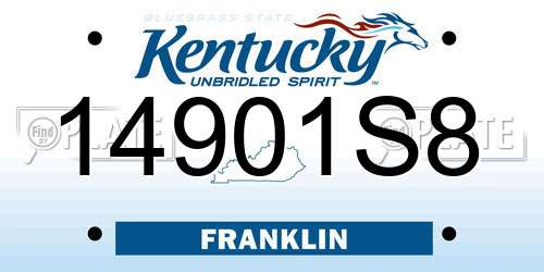 14901S8 Kentucky License Plate