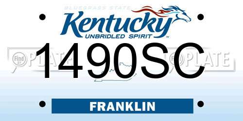 1490SC Kentucky License Plate