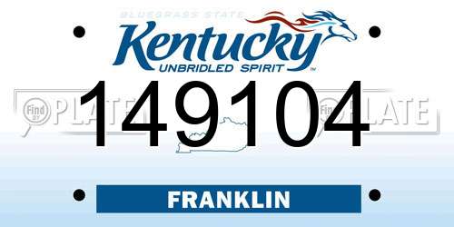 149104 Kentucky License Plate