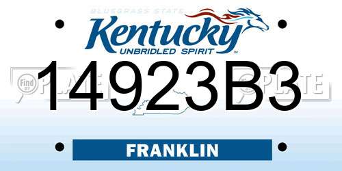 14923B3 Kentucky License Plate