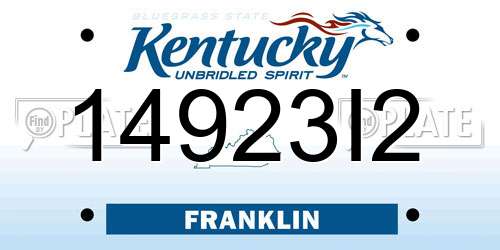 14923I2 Kentucky License Plate