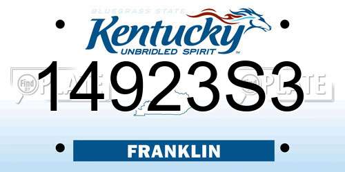 14923S3 Kentucky License Plate