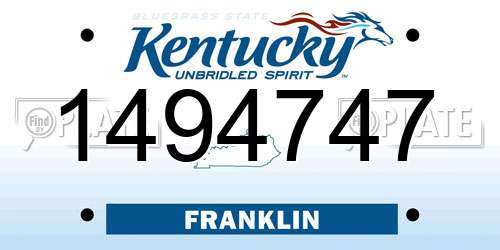 1494747 Kentucky License Plate