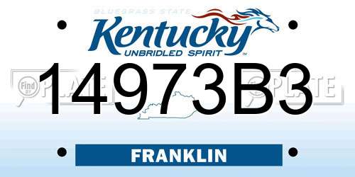 14973B3 Kentucky License Plate