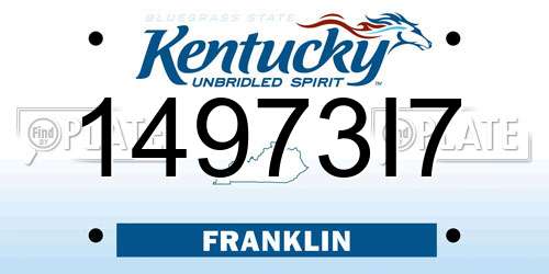 14973I7 Kentucky License Plate