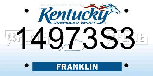 14973S3 Kentucky License Plate