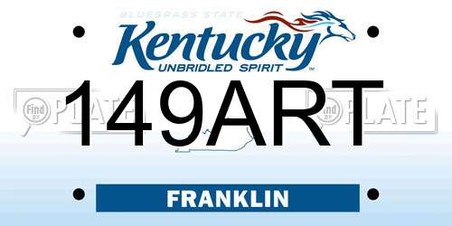 149ART Kentucky License Plate