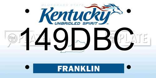 149DBC Kentucky License Plate