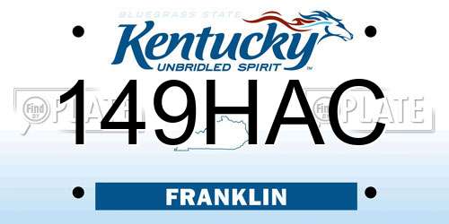 149HAC Kentucky License Plate