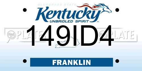 149ID4 Kentucky License Plate
