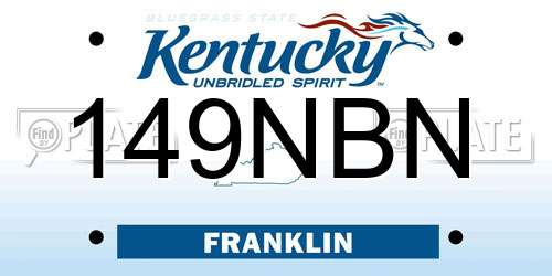 149NBN Kentucky License Plate