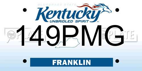 149PMG Kentucky License Plate