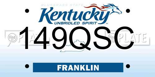 149QSC Kentucky License Plate
