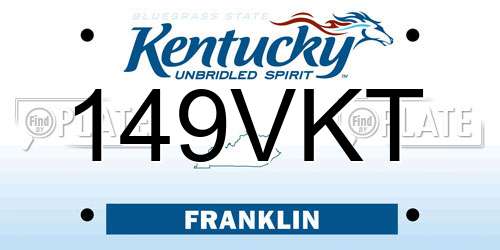 149VKT Kentucky License Plate