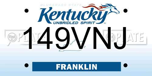 149VNJ Kentucky License Plate