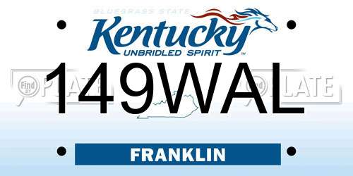 149WAL Kentucky License Plate