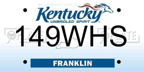 149WHS Kentucky License Plate