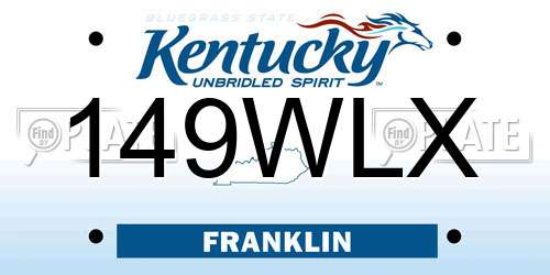 149WLX Kentucky License Plate