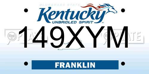 149XYM Kentucky License Plate