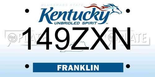 149ZXN Kentucky License Plate
